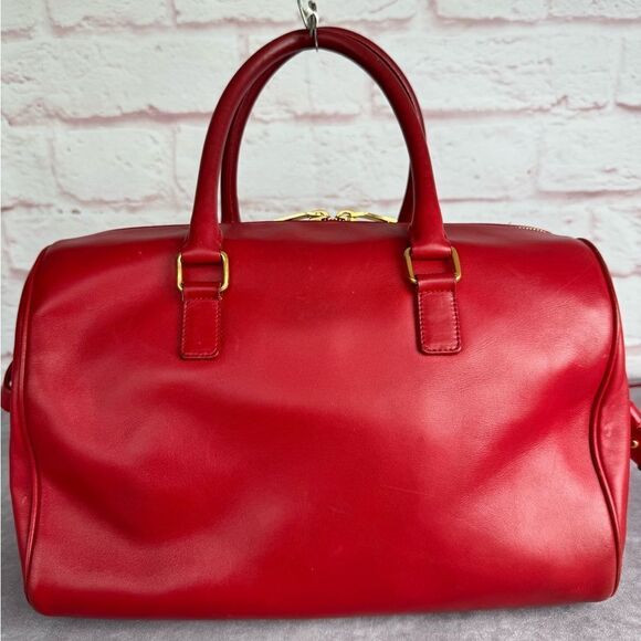 Saint Laurent Red Leather Medium Duffle Bag - Picture 3 of 13